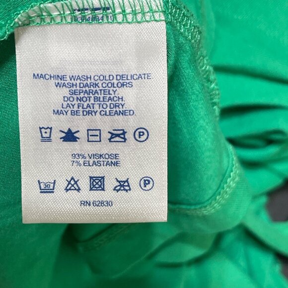 Lands' End Faux Wrap Dress Size L Large Green Short Sleeve V- Neck Knit - Picture 5 of 5